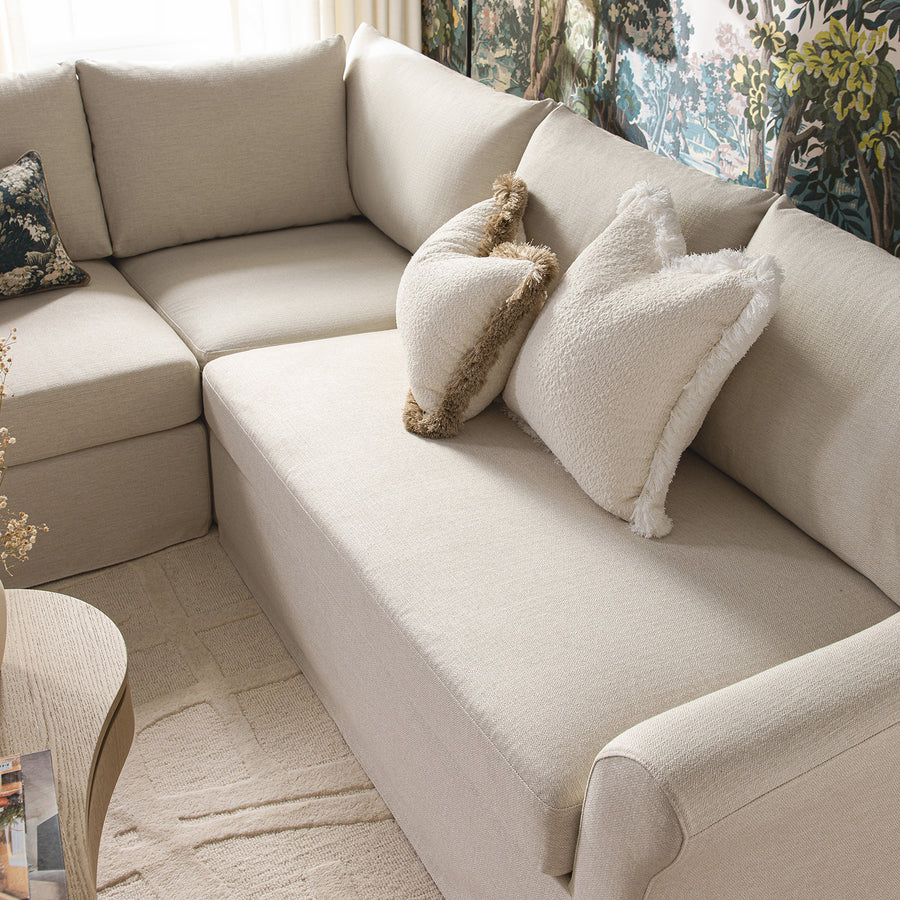 Frognal Modular Loose Cover Large 260cm Corner Sofa, Beige Weave