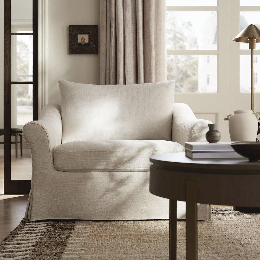 Frognal Modular Loose Cover Loveseat, Beige Weave