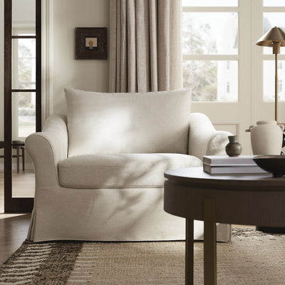 Frognal Modular Loose Cover Loveseat, Beige Weave