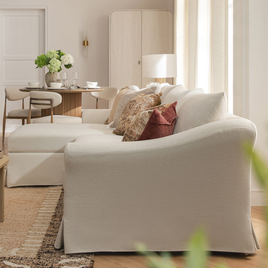 Frognal Modular Loose Cover Extra Large Left Hand Facing Chaise Sofa, Beige Weave