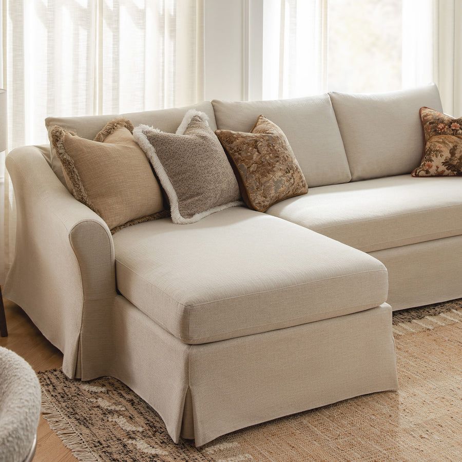 Frognal Modular Loose Cover Extra Large Left Hand Facing Chaise Sofa, Beige Weave