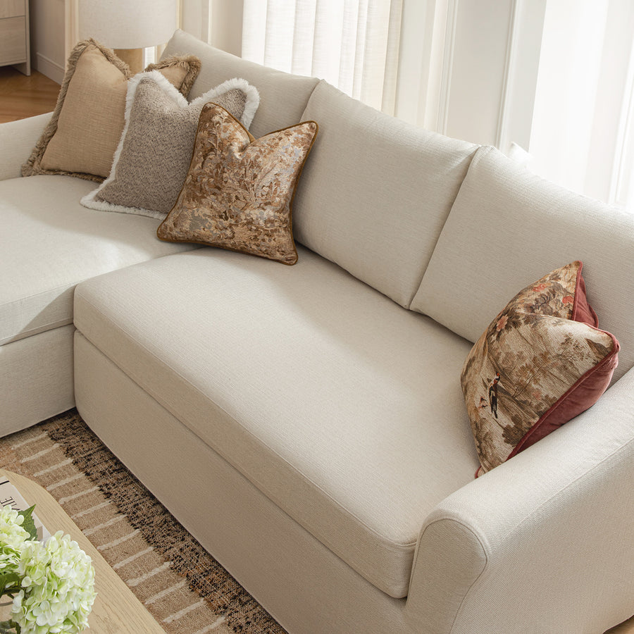 Frognal Modular Loose Cover Extra Large Left Hand Facing Chaise Sofa, Beige Weave