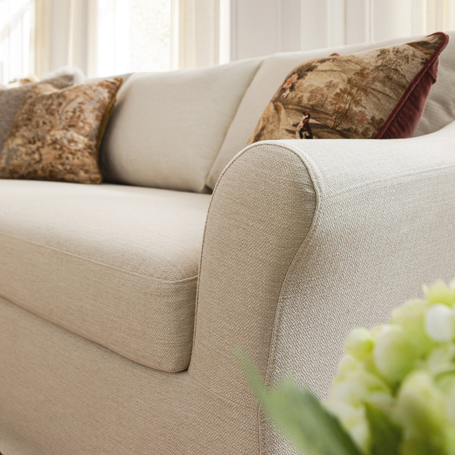 Frognal Modular Loose Cover Extra Large Left Hand Facing Chaise Sofa, Beige Weave