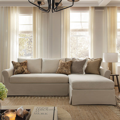 Frognal Modular Loose Cover Extra Large Right Hand Facing Chaise Sofa, Beige Weave
