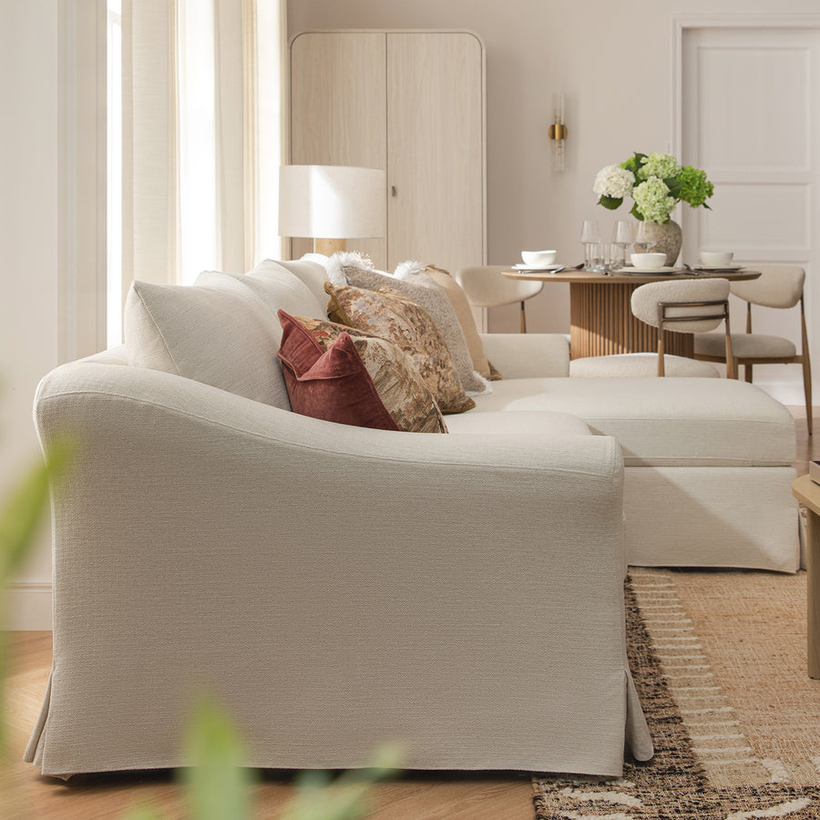 Frognal Modular Loose Cover Extra Large Right Hand Facing Chaise Sofa, Beige Weave - daals
