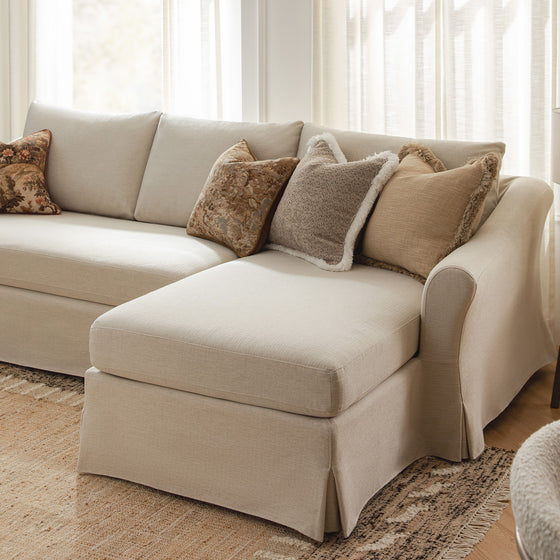 Frognal Modular Loose Cover Extra Large Right Hand Facing Chaise Sofa, Beige Weave