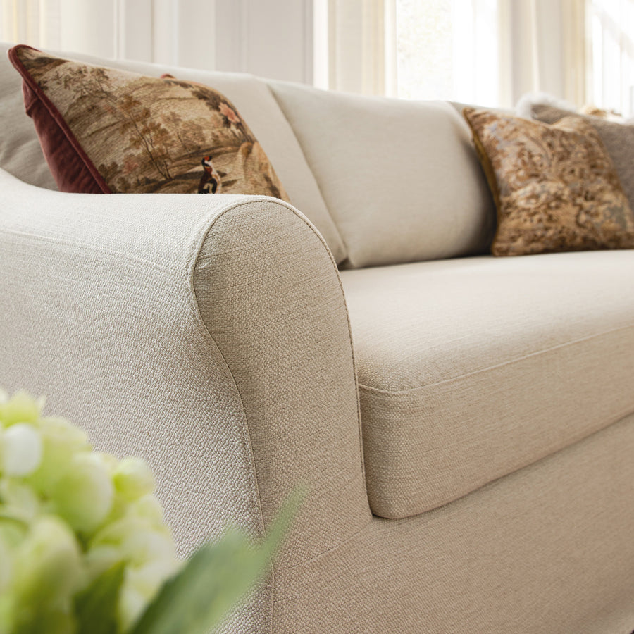 Frognal Modular Loose Cover Extra Large Right Hand Facing Chaise Sofa, Beige Weave - daals