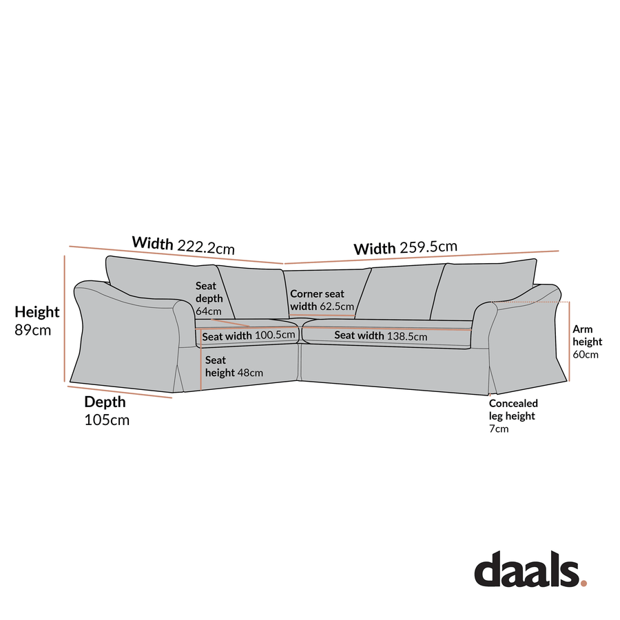 Frognal Modular Loose Cover Left Hand Facing L-Shape Corner Sofa, Cypress Chenille - daals