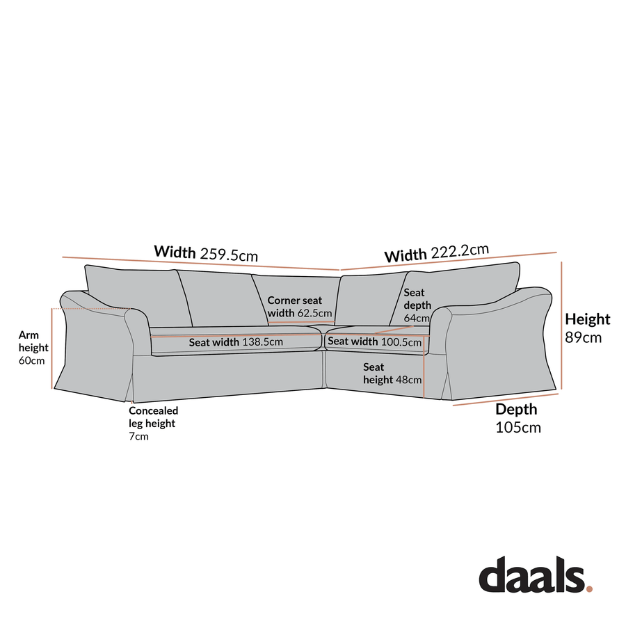 Frognal Modular Loose Cover Right Hand Facing L-Shape Corner Sofa, Cypress Chenille - daals