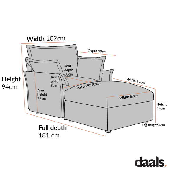 Byron Pillow Edge Moss Green Velvet Modular Sofa, 1-Seater Chaise
