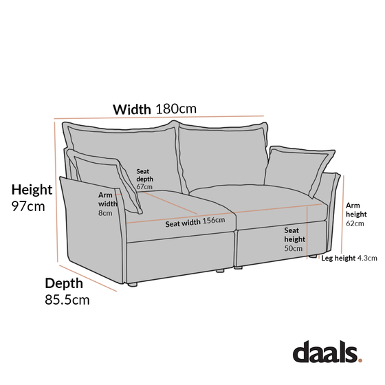 Byron Pillow Edge Mist Grey Boucle Modular Sofa, 2-Seater
