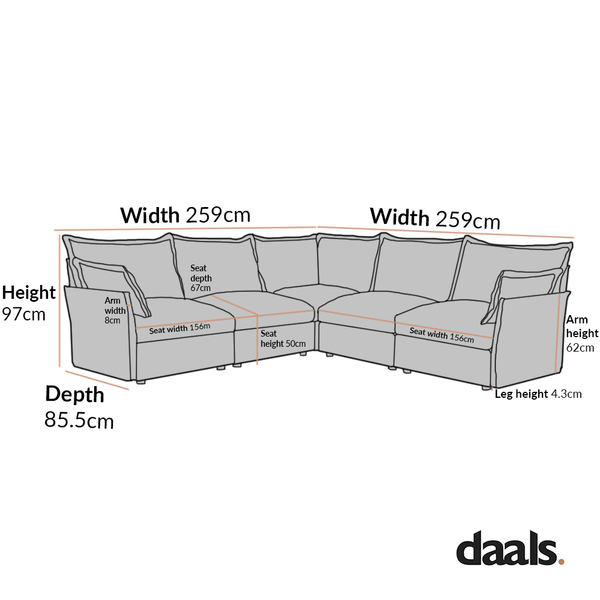 Byron Pillow Edge Moss Green Velvet Modular Sofa, 5 - Seater Corner - daals