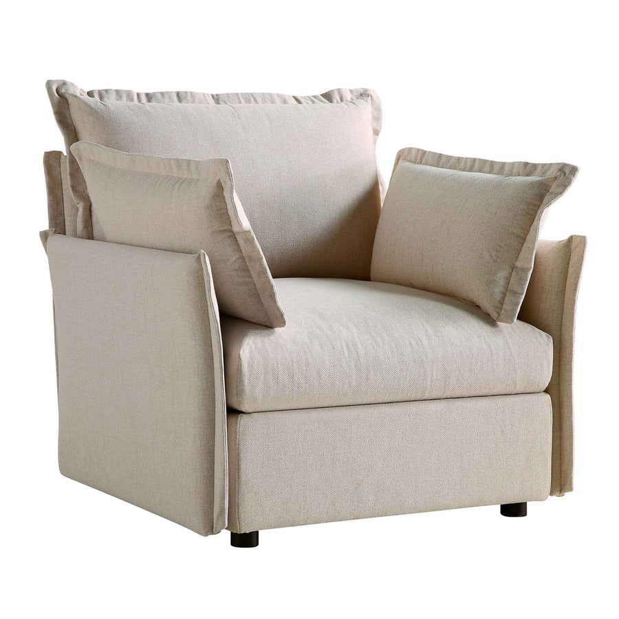 Byron Pillow Edge Beige Fabric Modular Sofa, 1 - Seater - daals