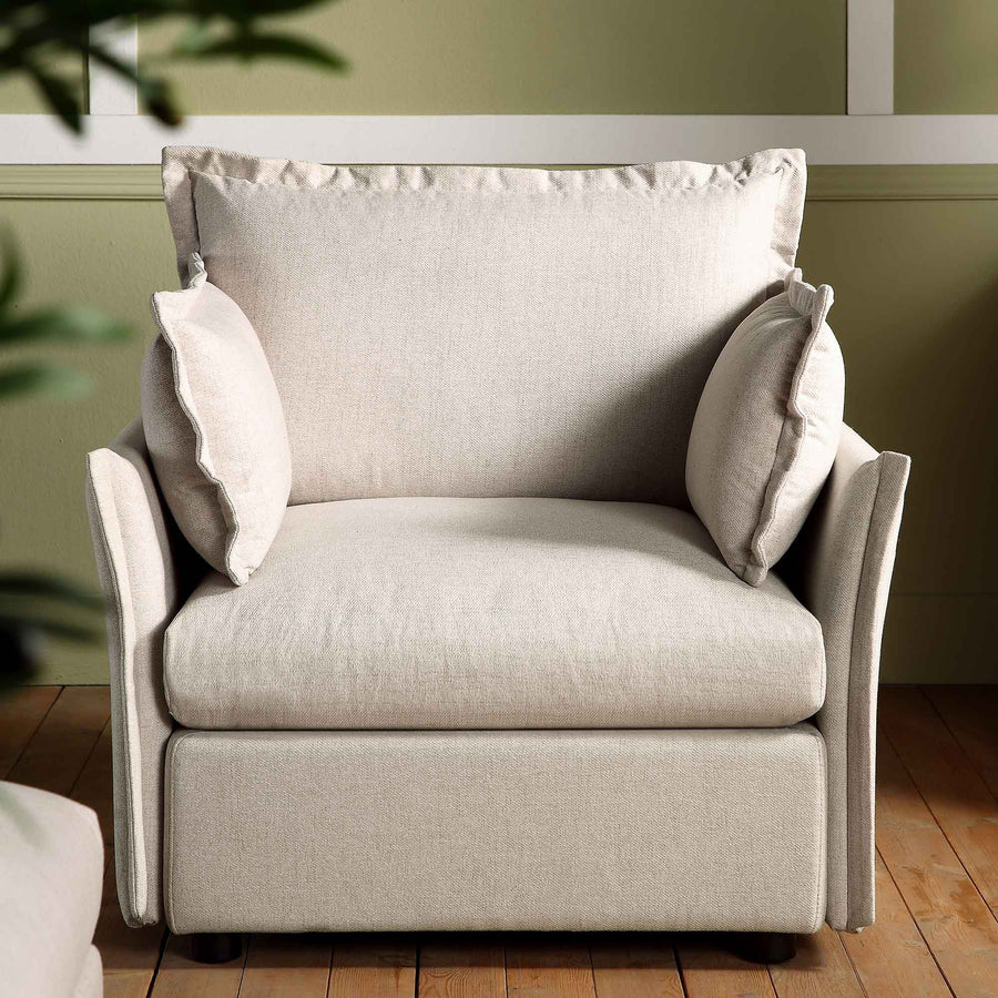 Byron Pillow Edge Beige Fabric Modular Sofa, 1 - Seater - daals