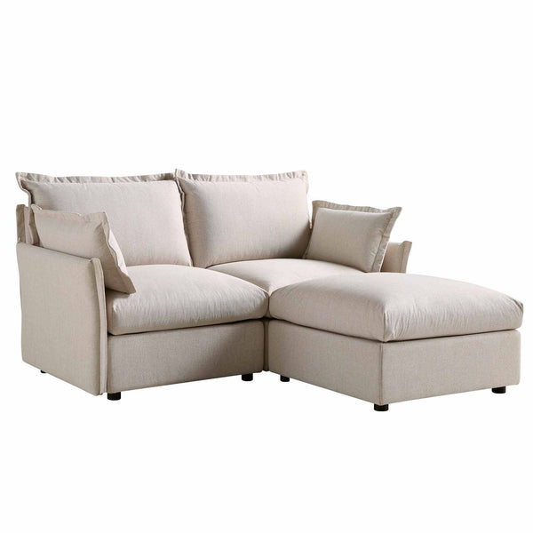 Byron Pillow Edge Beige Fabric Modular Sofa, 2 - Seater Chaise - daals