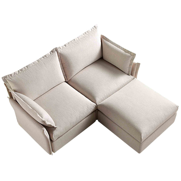 Byron Pillow Edge Beige Fabric Modular Sofa, 2 - Seater Chaise - daals