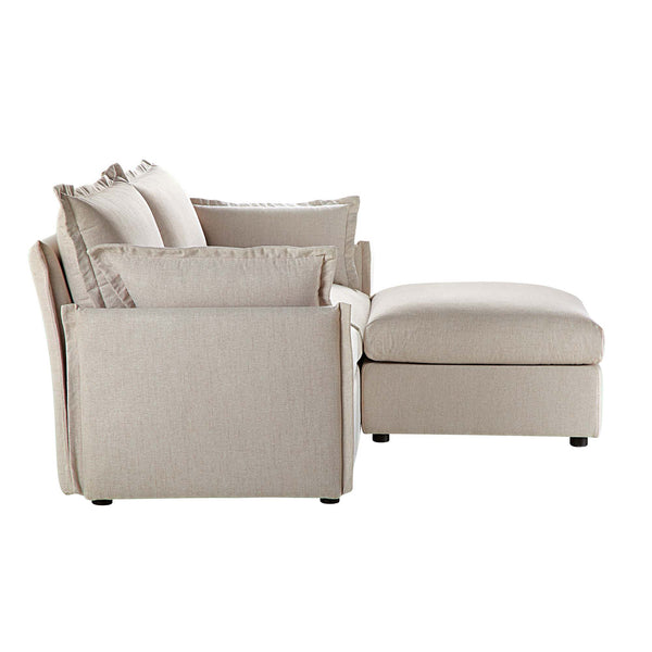 Byron Pillow Edge Beige Fabric Modular Sofa, 2 - Seater Chaise - daals