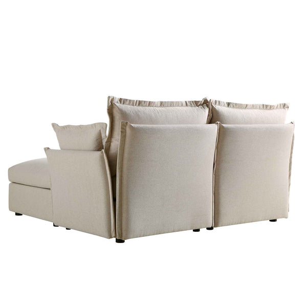 Byron Pillow Edge Beige Fabric Modular Sofa, 2 - Seater Chaise - daals