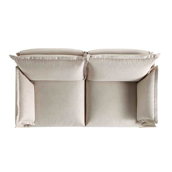 Byron Pillow Edge Beige Fabric Modular Sofa, 2-Seater