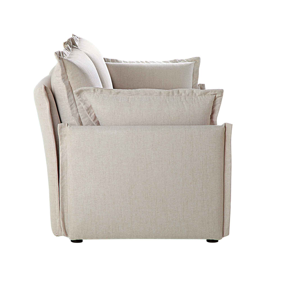 Byron Pillow Edge Beige Fabric Modular Sofa, 2-Seater