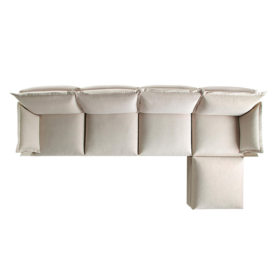 Byron Pillow Edge Beige Fabric Modular Sofa, 4 - Seater Chaise - daals