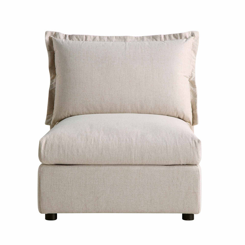 Byron Pillow Edge Beige Fabric Modular Sofa, 1 Seater Armless - daals