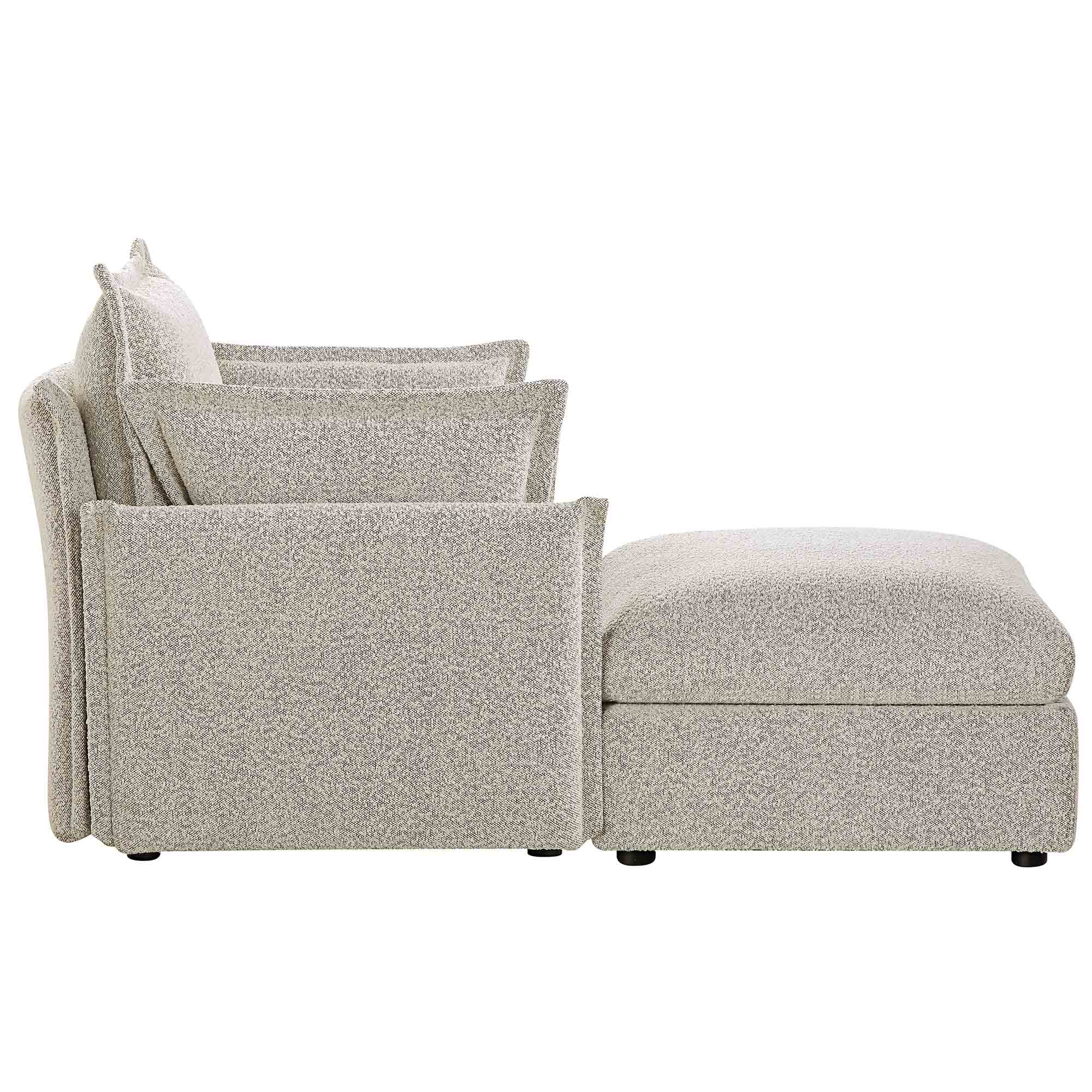Byron Pillow Edge Mist Grey Boucle Modular Sofa, 1-Seater Chaise