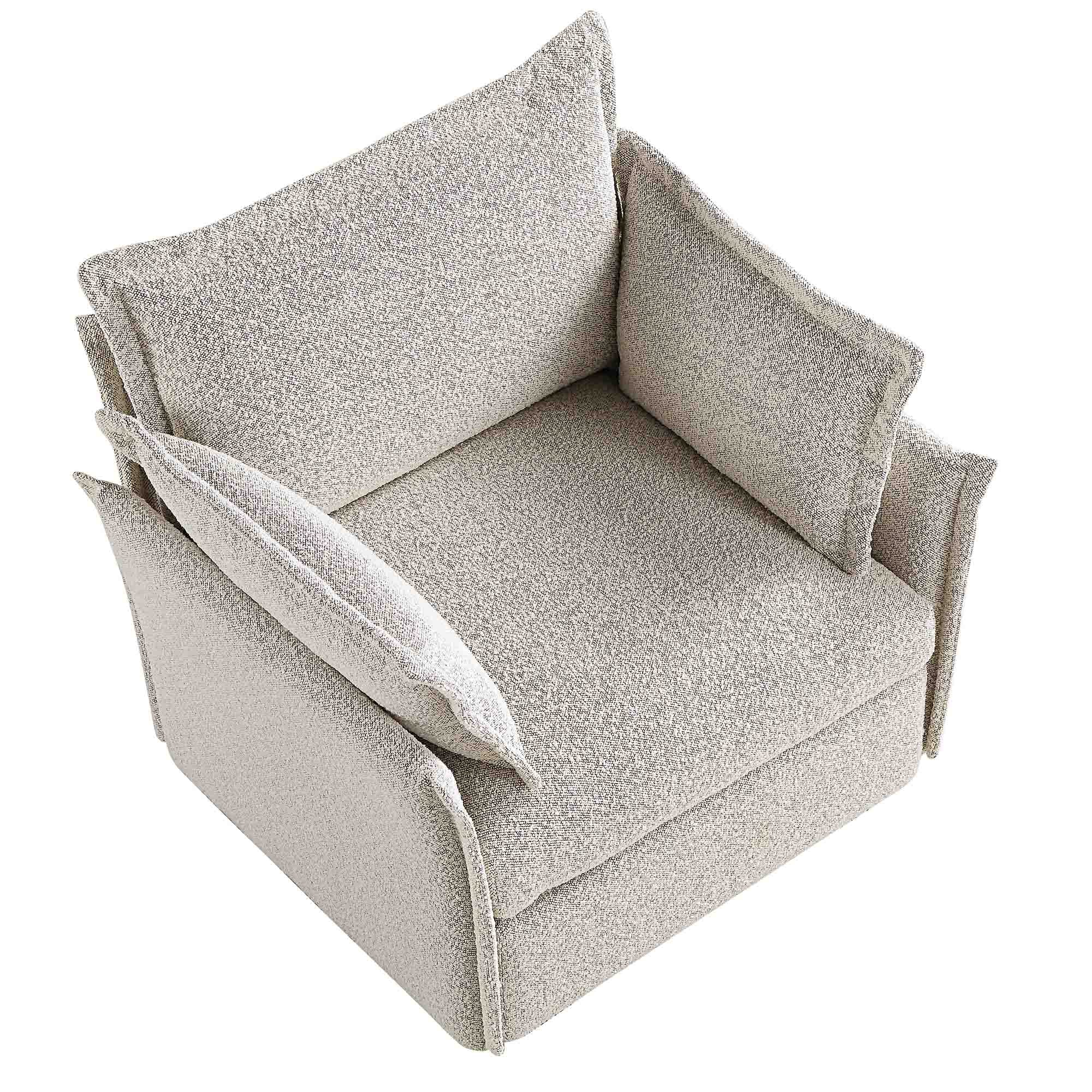 Byron Pillow Edge Mist Grey Boucle Modular Sofa, 1-Seater