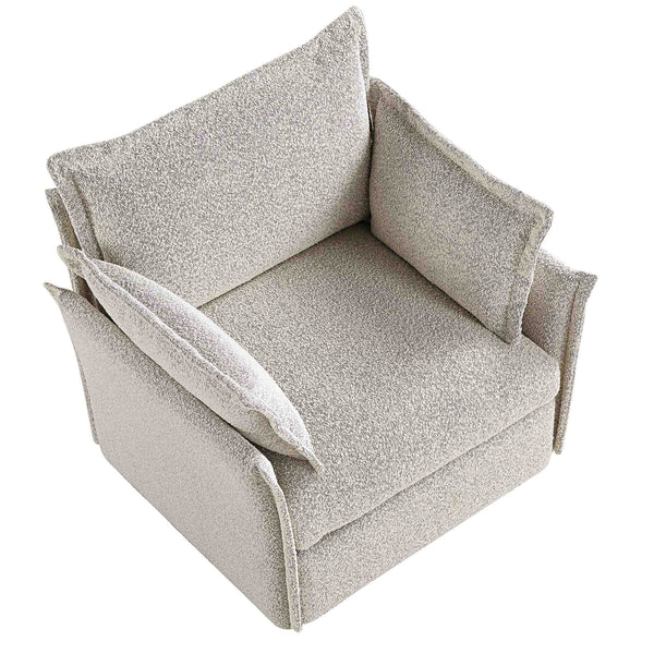 Byron Pillow Edge Mist Grey Boucle Modular Sofa, 1-Seater