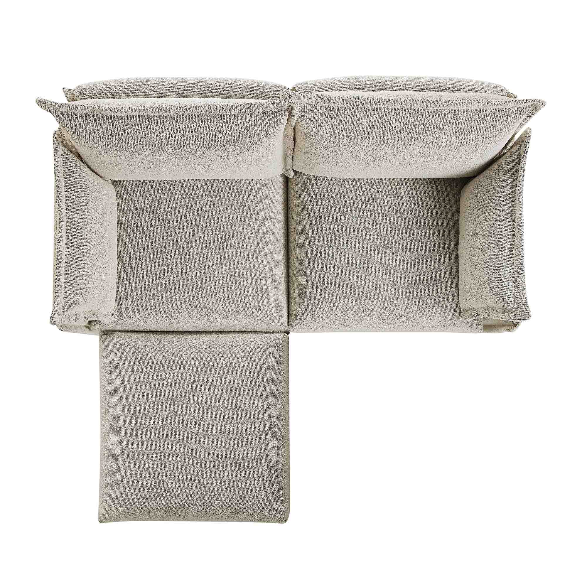 Byron Pillow Edge Mist Grey Boucle Modular Sofa, 2-Seater Chaise