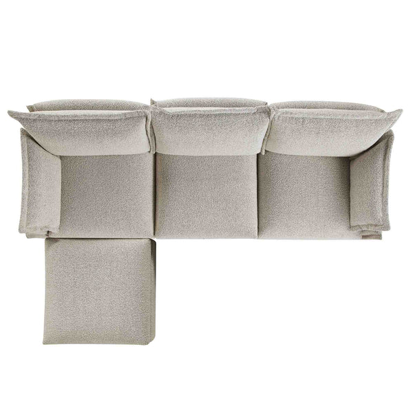Byron Pillow Edge Mist Grey Boucle Modular Sofa, 3 - Seater Chaise - daals
