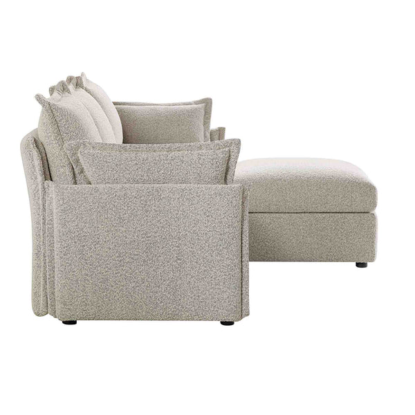 Byron Pillow Edge Mist Grey Boucle Modular Sofa, 3 - Seater Chaise - daals
