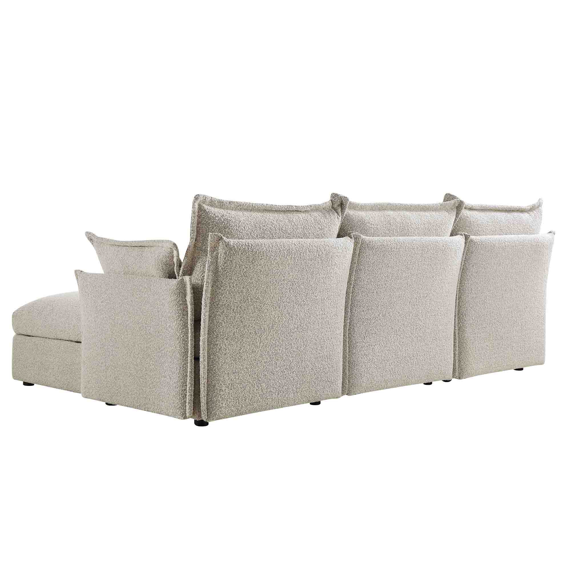 Byron Pillow Edge Mist Grey Boucle Modular Sofa, 3-Seater Chaise
