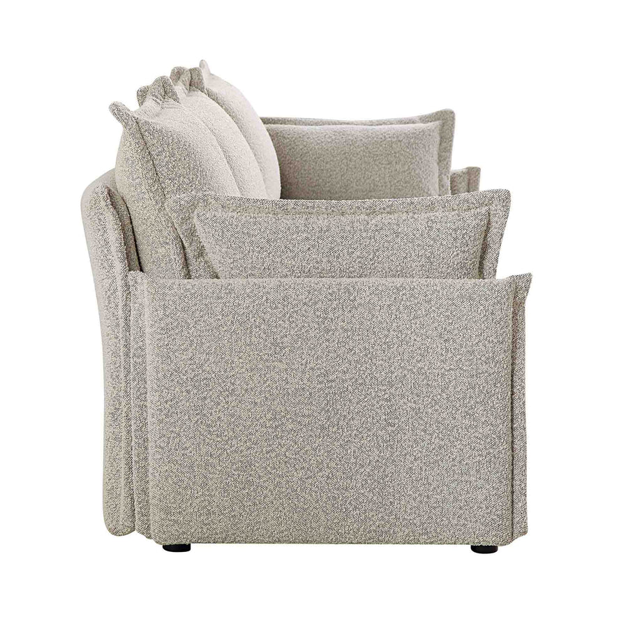 Byron Pillow Edge Mist Grey Boucle Modular Sofa, 3-Seater