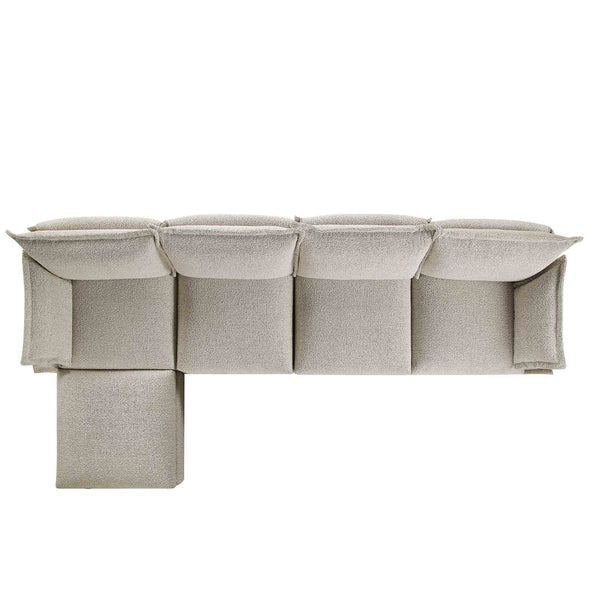Byron Pillow Edge Mist Grey Boucle Modular Sofa, 4 - Seater Chaise - daals