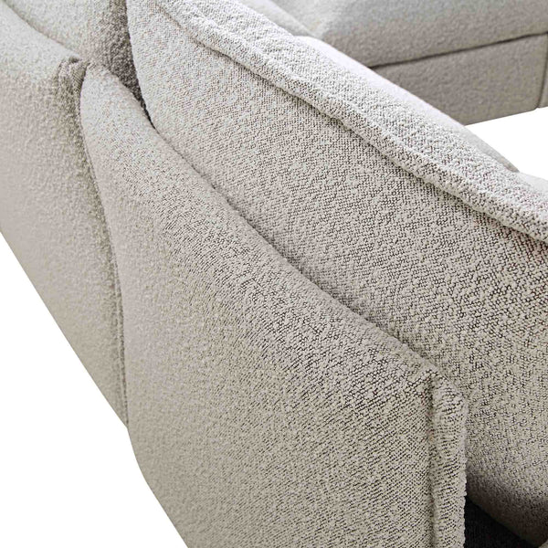 Byron Pillow Edge Mist Grey Boucle Modular Sofa, 5-Seater Corner