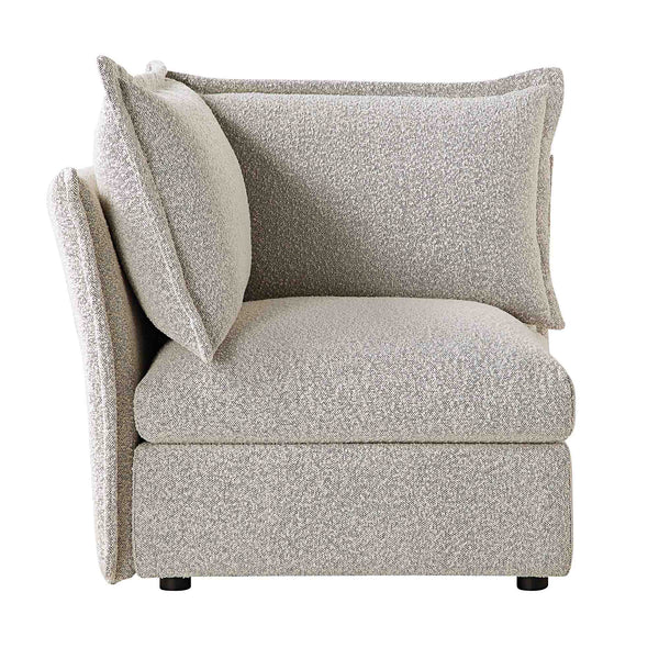 Byron Pillow Edge Mist Grey Boucle Modular Sofa, 1-Seater Corner