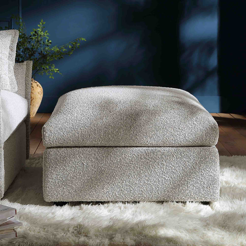 Byron Mist Grey Boucle Pouffe - daals