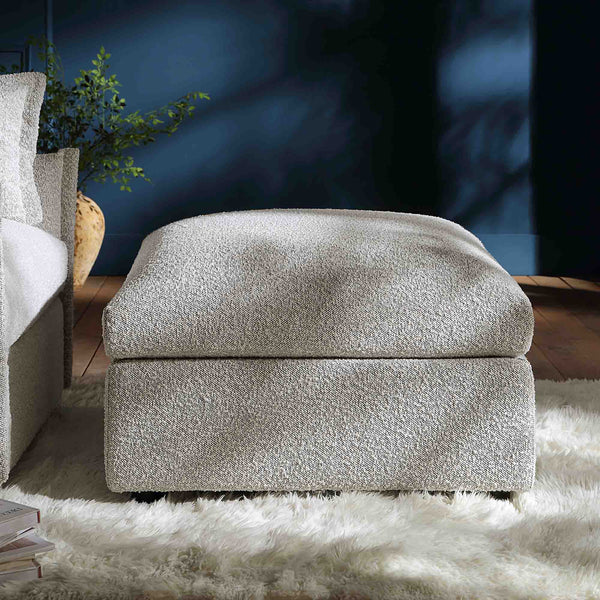Byron Mist Grey Boucle Pouffe
