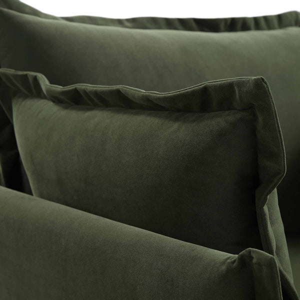 Byron Pillow Edge Moss Green Velvet Modular Sofa, 1-Seater