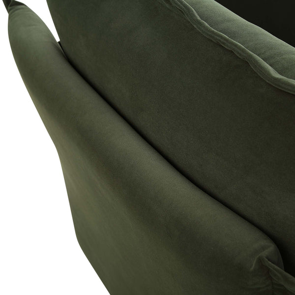 Byron Pillow Edge Moss Green Velvet Modular Sofa, 1-Seater Chaise