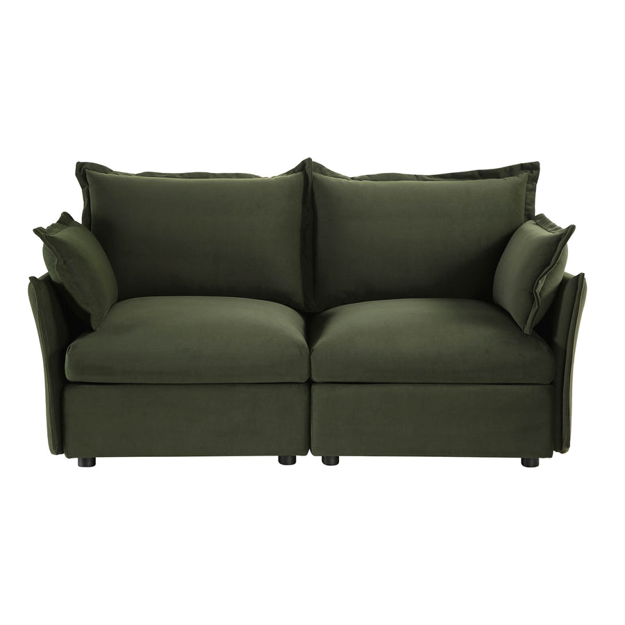 Byron Pillow Edge Moss Green Velvet Modular Sofa, 2 - Seater - daals