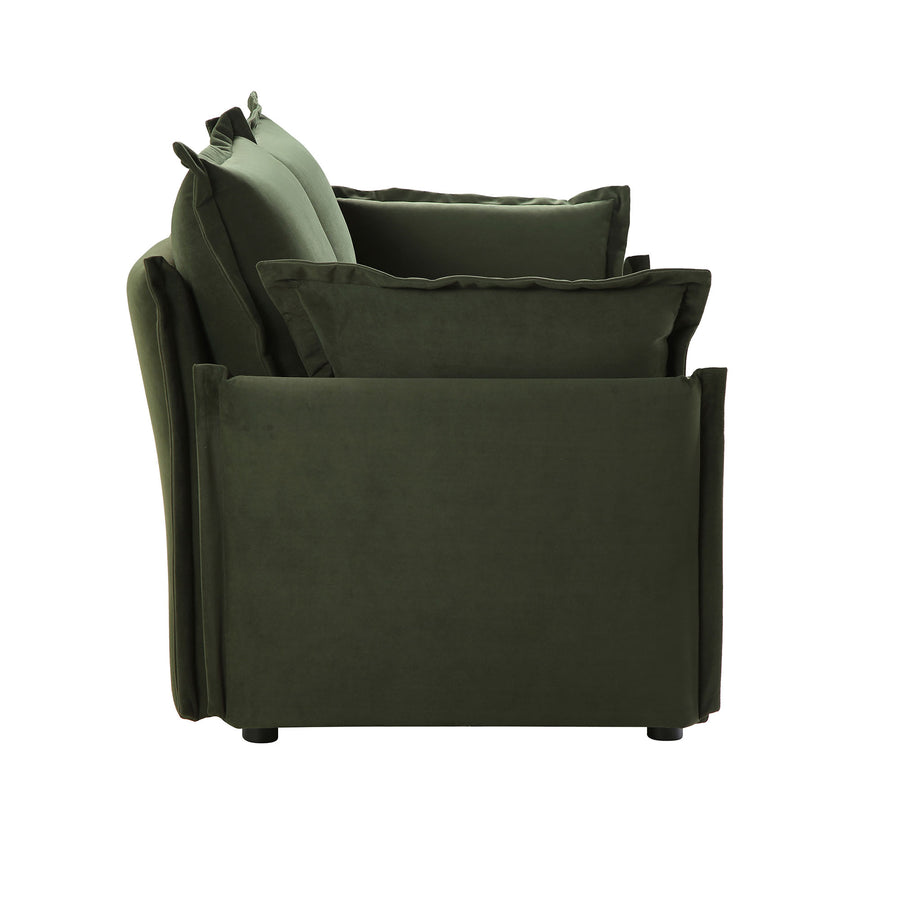 Byron Pillow Edge Moss Green Velvet Modular Sofa, 2 - Seater - daals