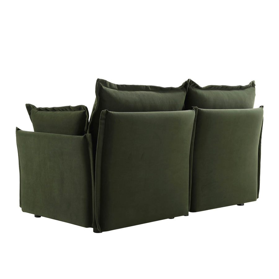 Byron Pillow Edge Moss Green Velvet Modular Sofa, 2 - Seater - daals