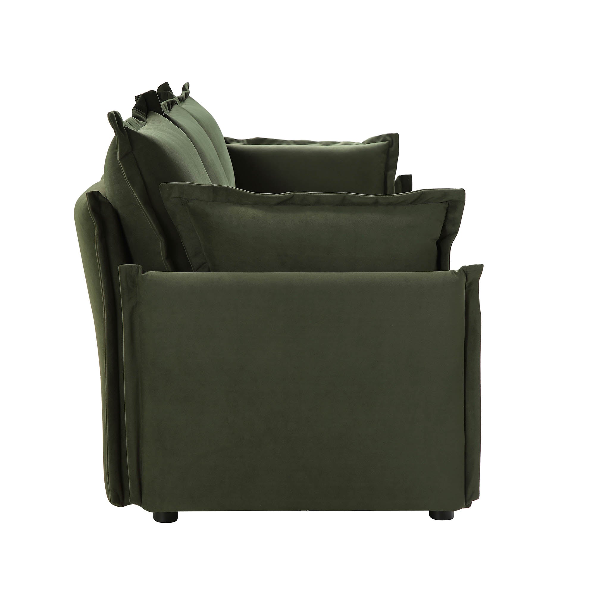 Byron Pillow Edge Moss Green Velvet Modular Sofa, 3-Seater