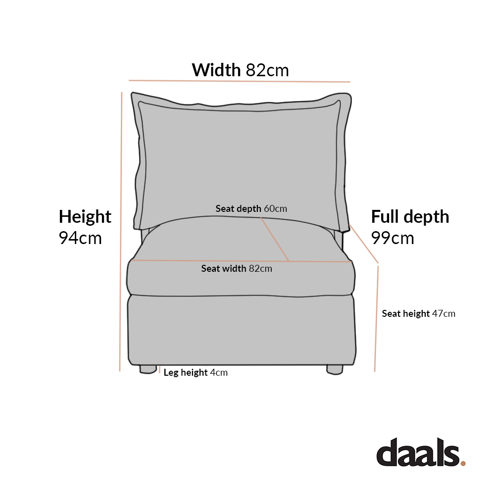 Byron Pillow Edge Mist Grey Boucle Modular Sofa, 1 Seater Armless