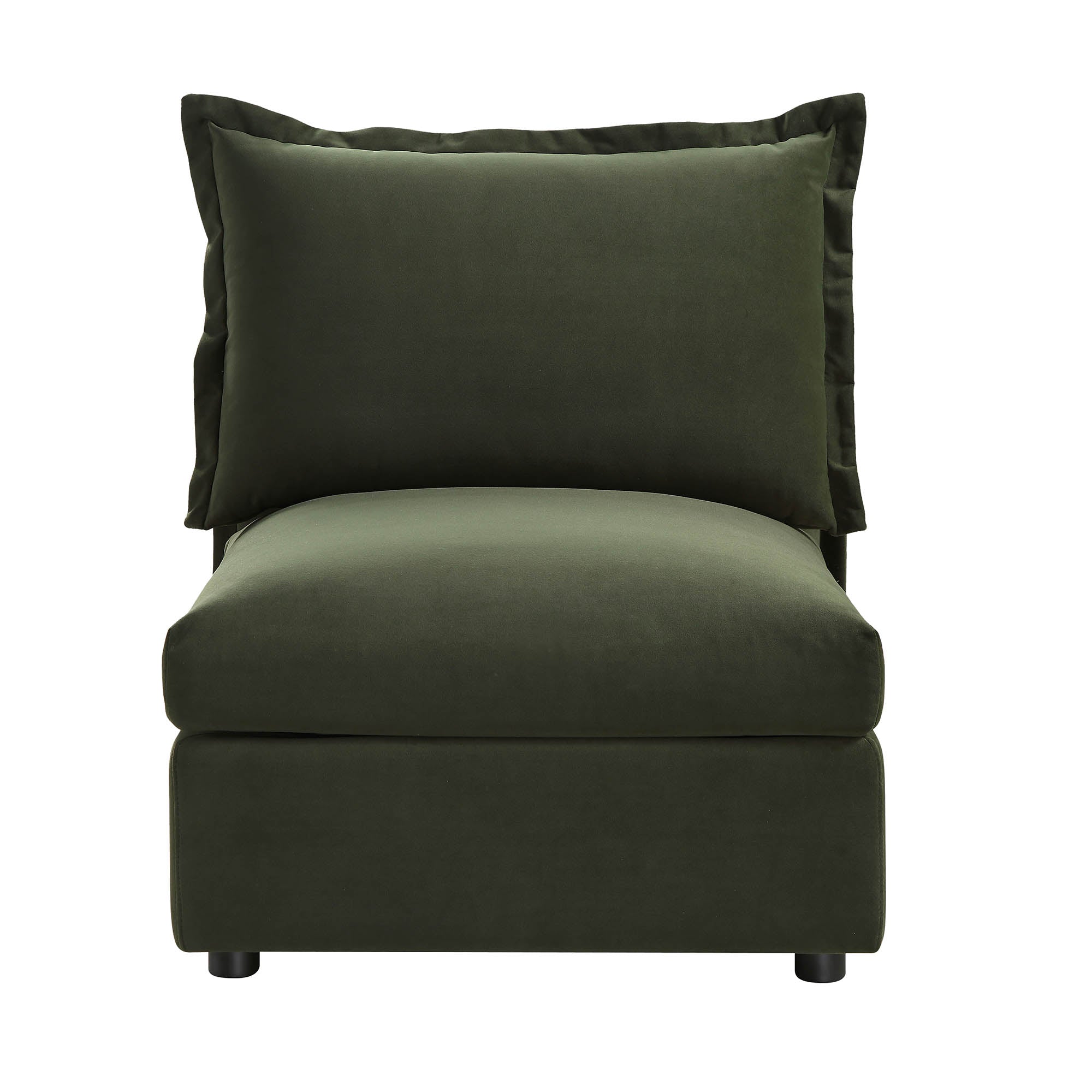Byron Pillow Edge Moss Green Velvet Modular Sofa, 1 Seater Armless | daals