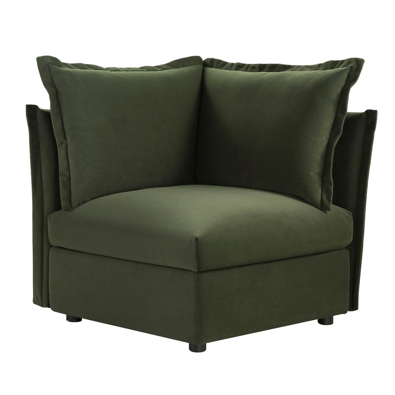 Byron Pillow Edge Moss Green Velvet Modular Sofa, 1 - Seater Corner - daals