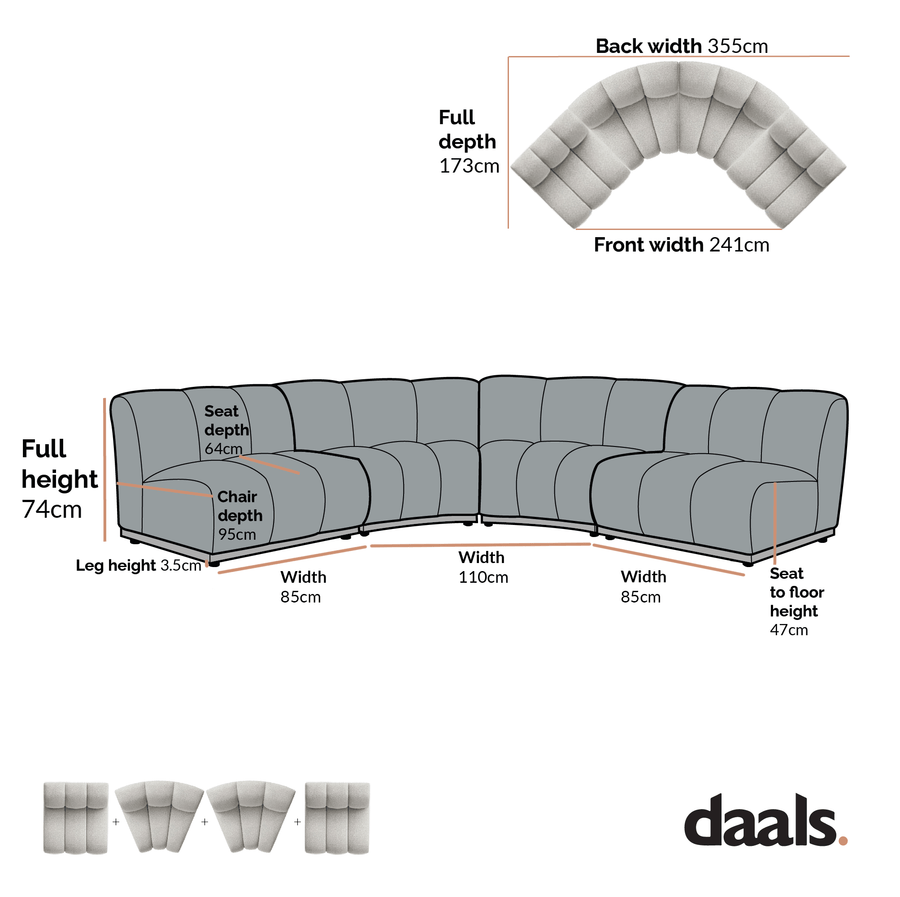 Granvia Taupe Boucle Modular Sofa, 4-Seater Large Corner Sofa