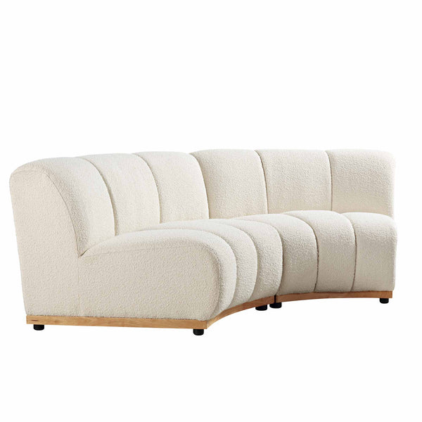 Granvia Ecru Boucle Modular Sofa, 2-Seater Curved Sofa